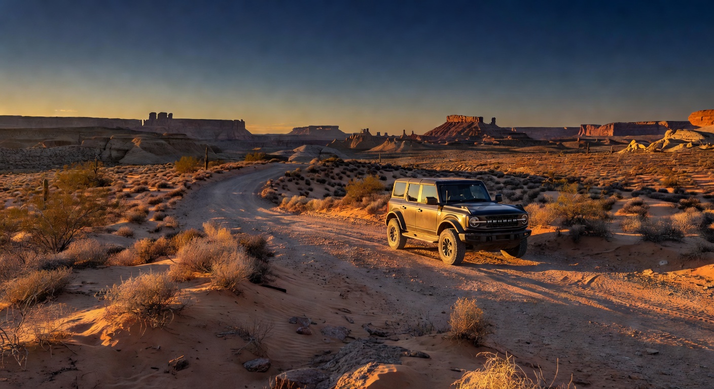 Ford Bronco on desert trail